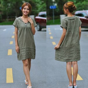 Lovely Linen Shirt Dress With Folds/ 29 Colors/ Any Size/ RAMIES image 1