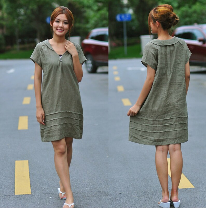 Lovely Linen Shirt Dress With Folds/ 29 Colors/ Any Size/ RAMIES image 1