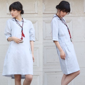 All in a Row Lovely Linen Short/Shirt Dress/ 36 Colors/ RAMIES/Custom-made/RAMIES