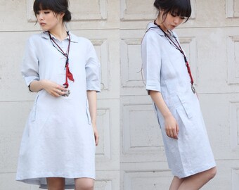 All in a Row Lovely Linen Short/Shirt Dress/ 36 Colors/ RAMIES/Custom-made/RAMIES