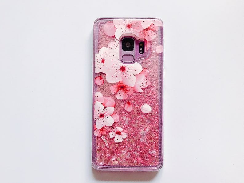3D Pink Sakura/fallen Petals Glitter iPhone 12 Case,quicksand Liquid