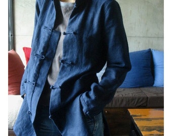 Linen Jacket With Handmade Buttons/ 20 Colors/ RAMIES