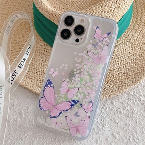3D Butterflies/Samsung Galaxy Case S22/23/Pink/Purple/ Gradient Quicksand Liquid Gel Hybrid Glitter Sparkle/iPhone 15/ Buy One Get One Free image 6