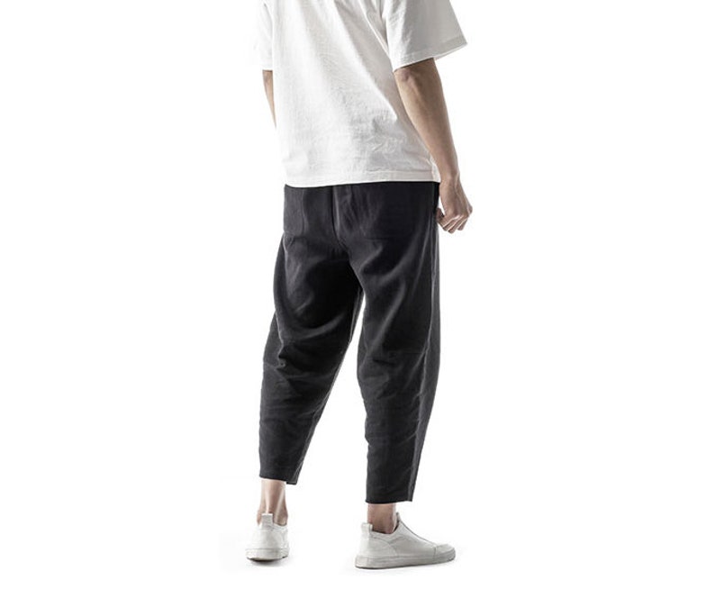 Asian Style Narrow Ankle Men's Linen Pants / Elastic Waist - Etsy