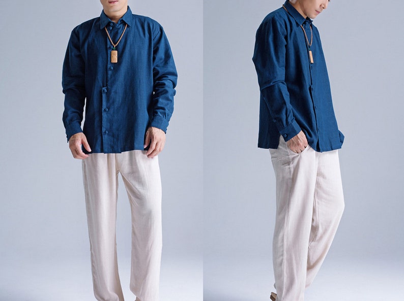 Chinese Style Asymmetrical Linen Men's Shirts/light Jackets With ...