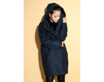 Crunch of Autumn Leaves Pure Wool Coat with Big Hood and Pockets/ 16 Colors/ RAMIES