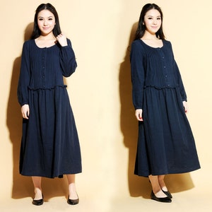 Linen Long dress with Accordion Folds/ 27 Colors/ RAMIES