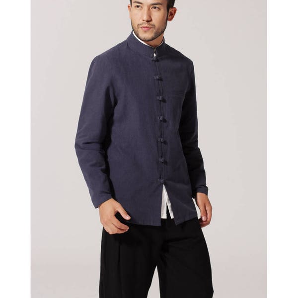 Design asiatique classique / Veste légère pour hommes en lin avec col debout / 14 couleurs / RAMIES