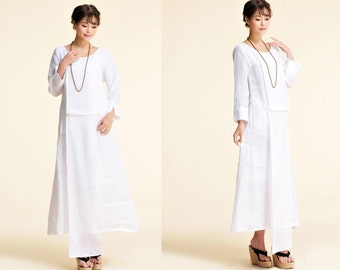 Lily Of The Valley/ Elegant Two Layered  Linen Long Dress  / 22 Colors/ RAMIES