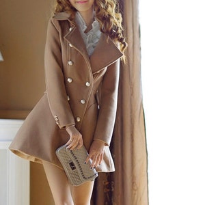 Double Breasted Wool Coat Dress/ 20 Colors/ Any Size/ RAMIES image 3