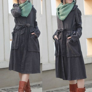 Linen Long Jacek with Belt / Coat Dress/7 Colors/ RAMIES image 1