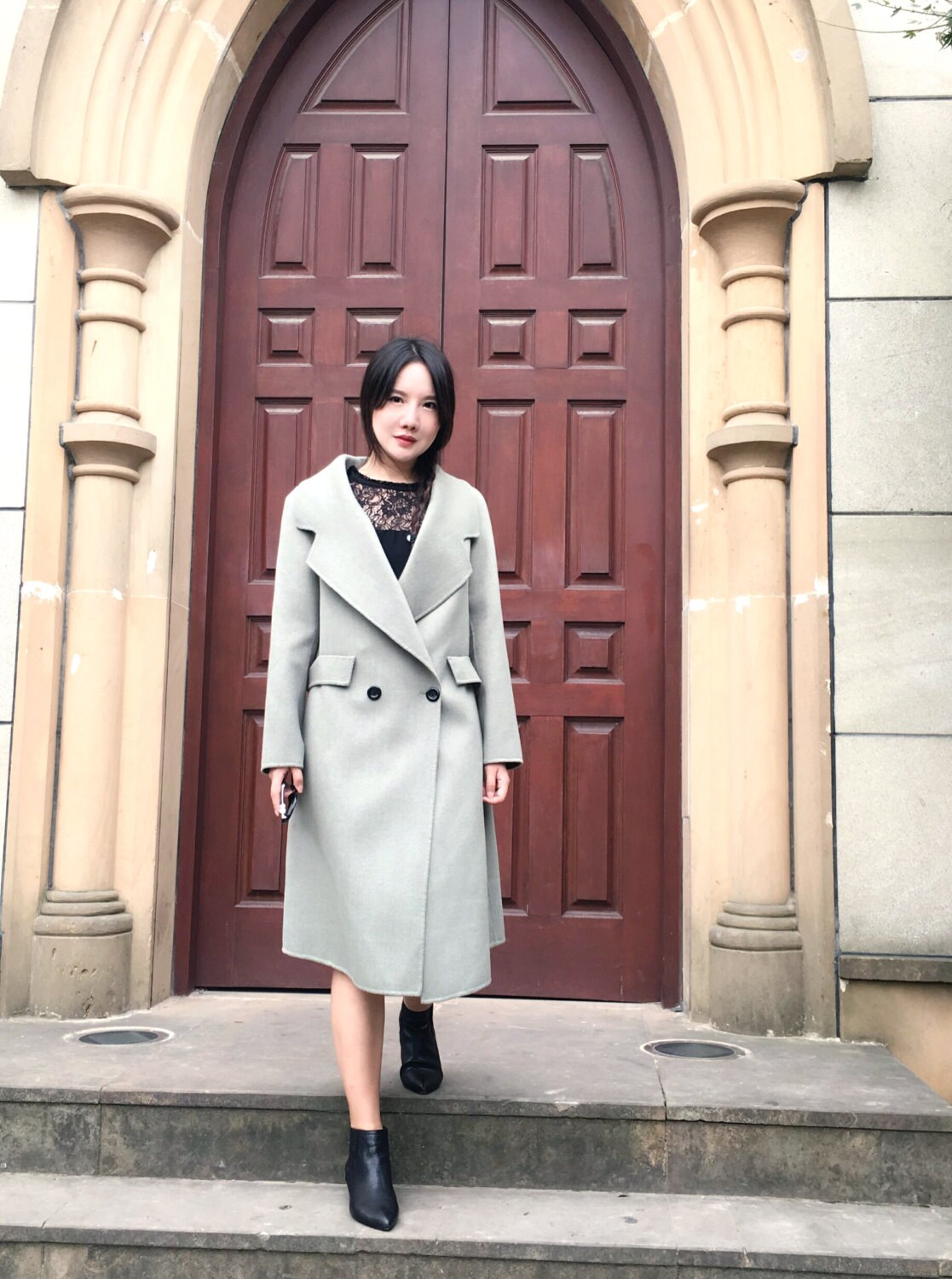 Wide Lapel Double-breasted Belted Winter Coat/ Double-faced - Etsy