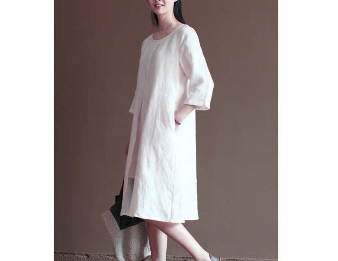 Asian Style Two Layered Linen Long Dress/ 31 Colors/ RAMIES - Etsy