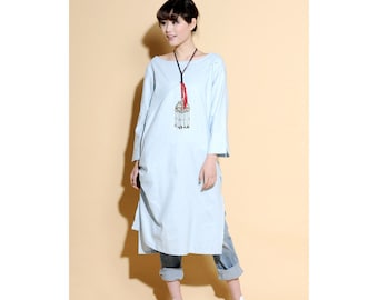 Asymmetrical Linen Long Dress with Folds / 22 Colors/ ANY SIZE/ RAMIES