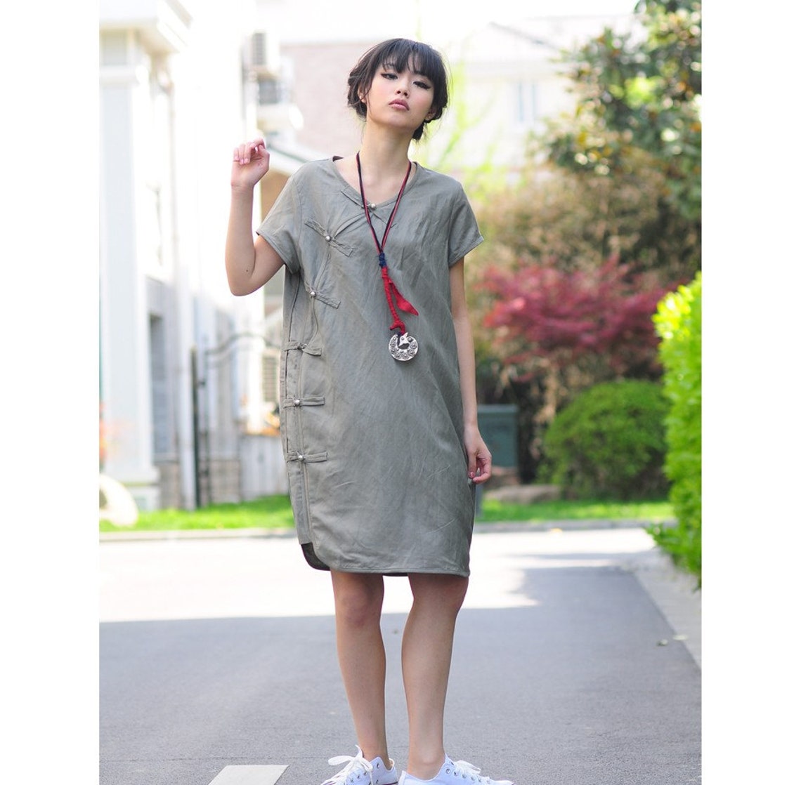 Brown Ethnic Motifs Mini Dress