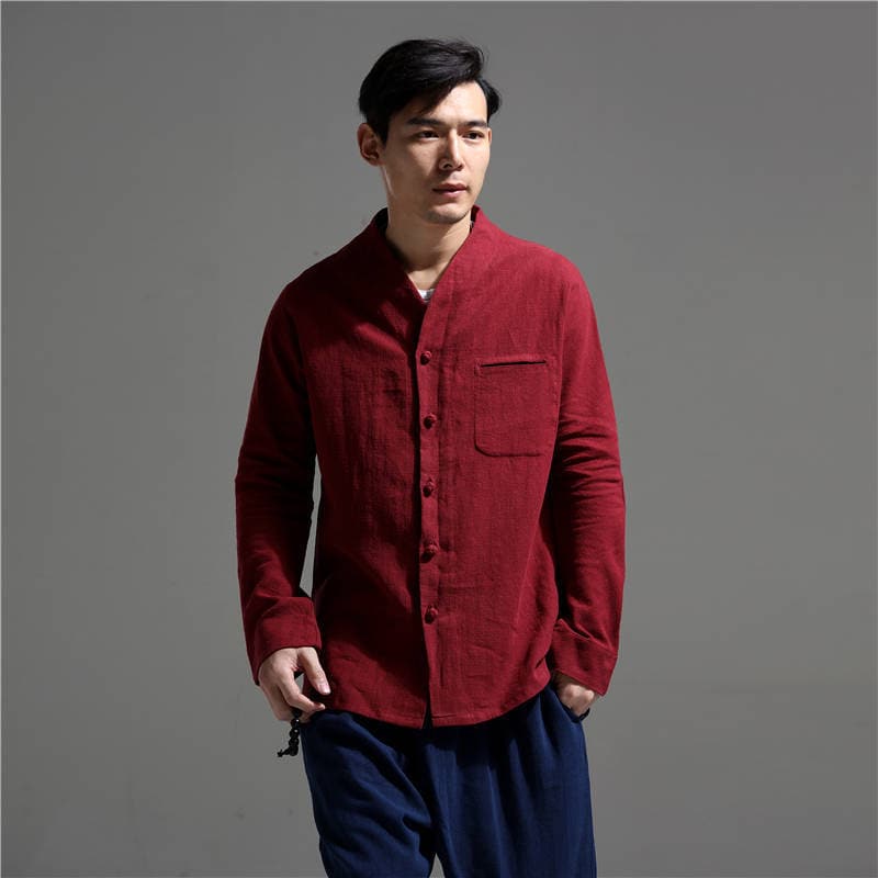 Classic Asian Design Linen Men's V Neckline Light Jacket - Etsy