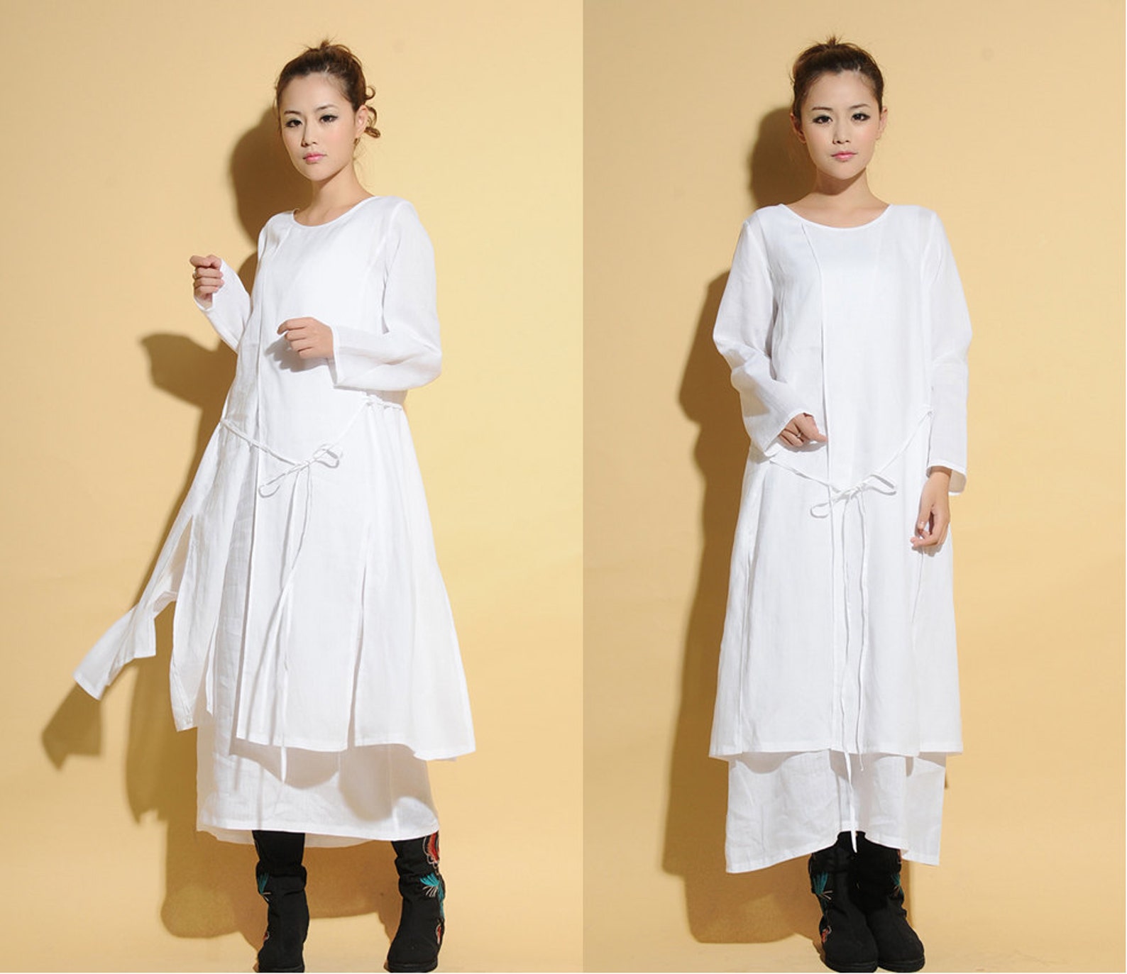 Hanging Rope Casual Two Layered Long Dress / Any Size/ 20 Colors ...
