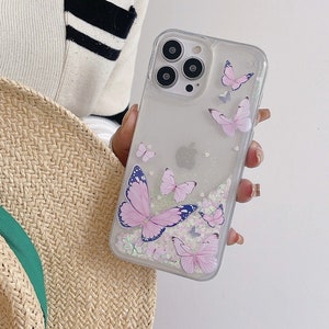 3D Butterflies/Samsung Galaxy Case S22/23/Pink/Purple/ Gradient Quicksand Liquid Gel Hybrid Glitter Sparkle/iPhone 15/ Buy One Get One Free image 7