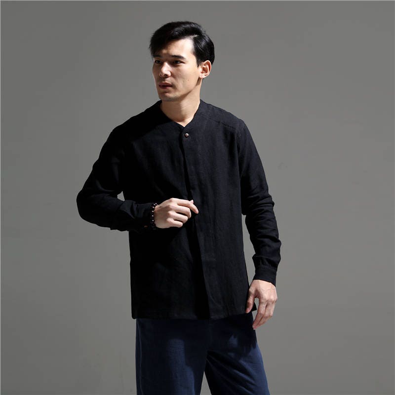 Classic Asian Design Linen Men's Light Jacket/round - Etsy