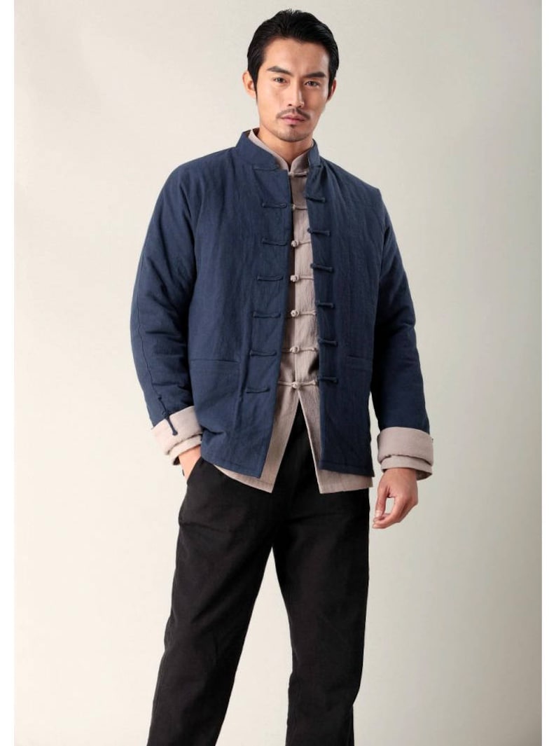 Ethnic Style/ Linen Men's Winter Coat With Cotton Padded - Etsy