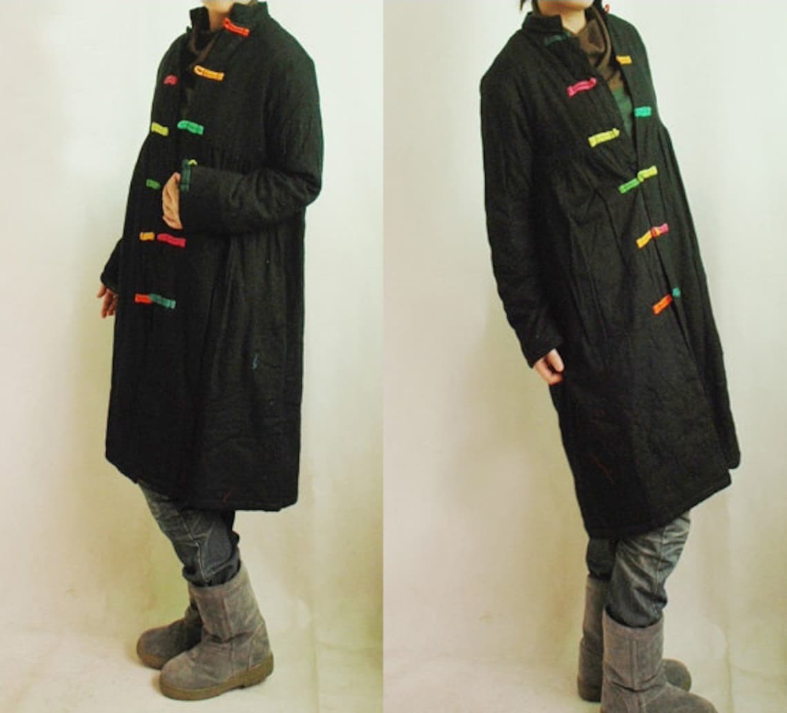 Ethnic Style Babydoll Long Jacket With Handmade Colored Etsy