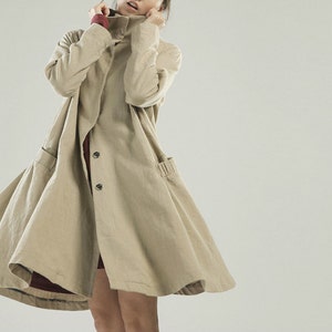 Free Style Linen Dress Coat/ Lovely Pleated Long Jacket/ 9 Colors/ RAMIES image 3