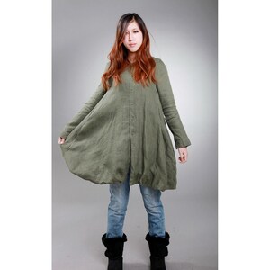 Flower Bud Linen Long Coat with Belt/ 10 COLORS/ RAMIES image 4