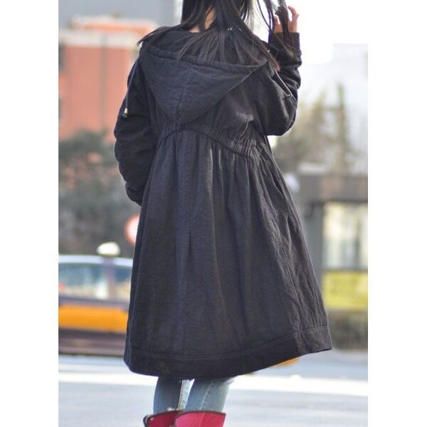 Lovely Babydoll Long Winter Coat/ Hoddie in BLACK/ 8 Colors/ RAMIES