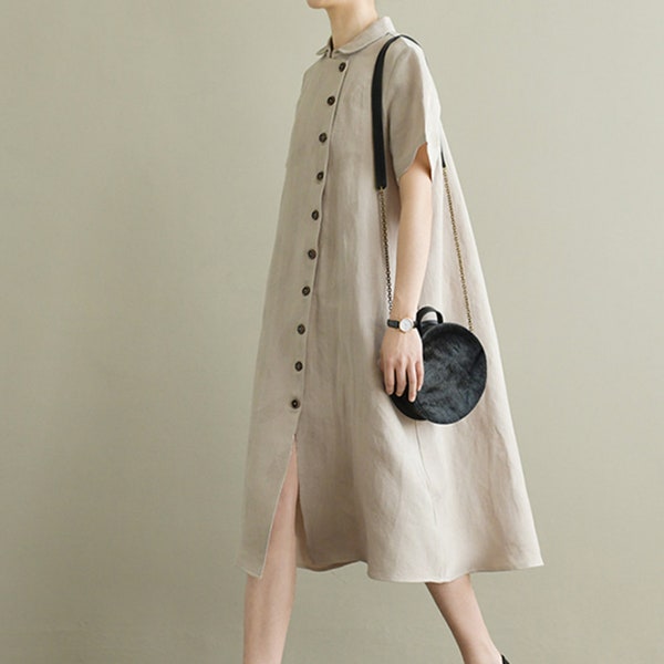 Free Style robe en lin avec manches courtes/Lovely Shirtdress /Tunic/ 20 couleurs / RAMIES