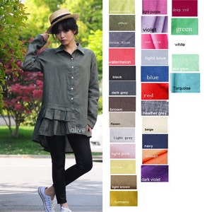 Button-Down Asymmetrical Blouse Turned Skirt / 29 Colors / Any Size/ RAMIES image 5