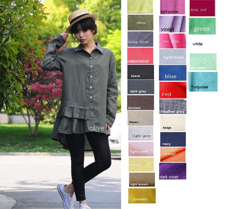 Button-Down Asymmetrical Blouse Turned Skirt / 29 Colors / Any Size/ RAMIES image 5