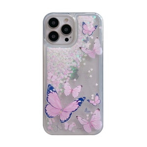 3D Butterflies/Samsung Galaxy Case S22/23/Pink/Purple/ Gradient Quicksand Liquid Gel Hybrid Glitter Sparkle/iPhone 15/ Buy One Get One Free image 5