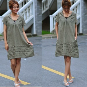 Lovely Linen Shirt Dress With Folds/ 29 Colors/ Any Size/ RAMIES image 2