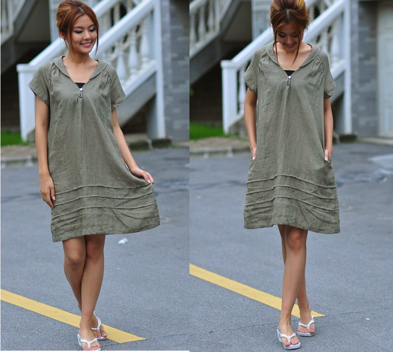 Lovely Linen Shirt Dress With Folds/ 29 Colors/ Any Size/ RAMIES image 2