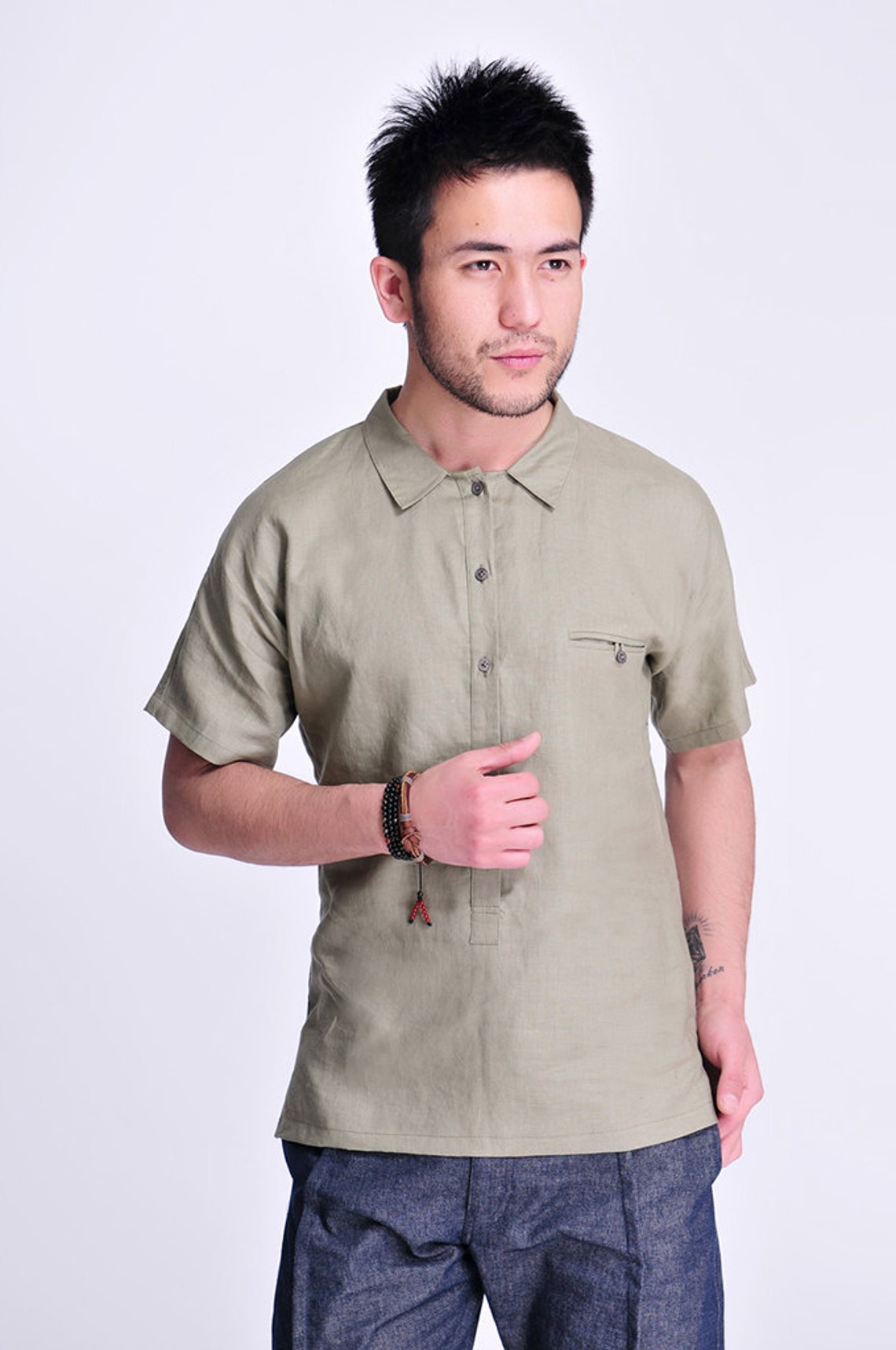 Carefree Cypree/ Alian Style Linen Men's Shirt With - Etsy