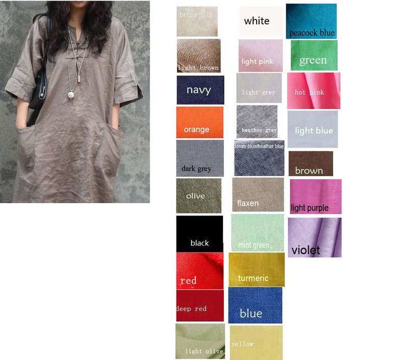 Ethnic Chinese Style Linen Long Dress 27 Colors RAMIES
