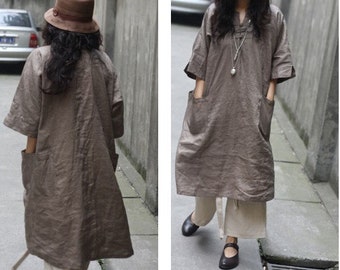 Ethnic Chinese Style Linen Long Dress/ 27 Colors/ RAMIES