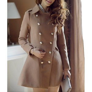 Double Breasted Wool Coat Dress/ 20 Colors/ Any Size/ RAMIES image 2