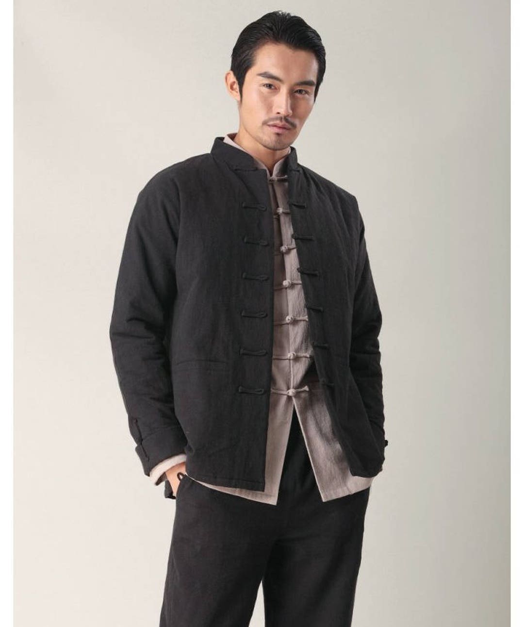 Chinese Style/ Linen Men's Winter Coat With Cotton Padded - Etsy