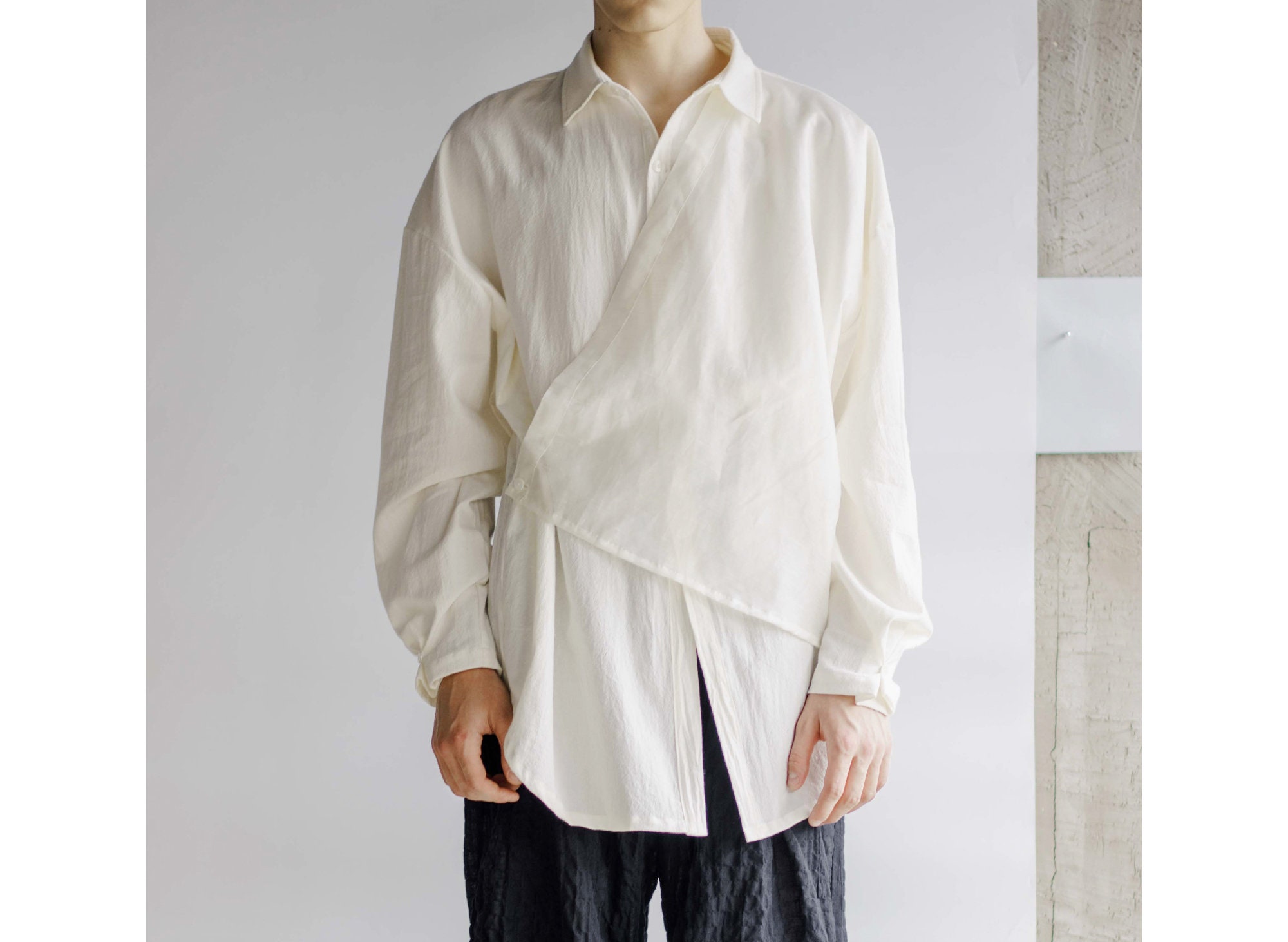 Stylish Asymmetrical Two Layered Pure Linen Men's Long - Etsy