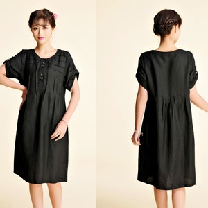 Cool Lily / Linen Summer Dress With Folds/ Baby doll Pleated Dress with Short Versatile Sleeve / 27 Colors/ RAMIES image 4