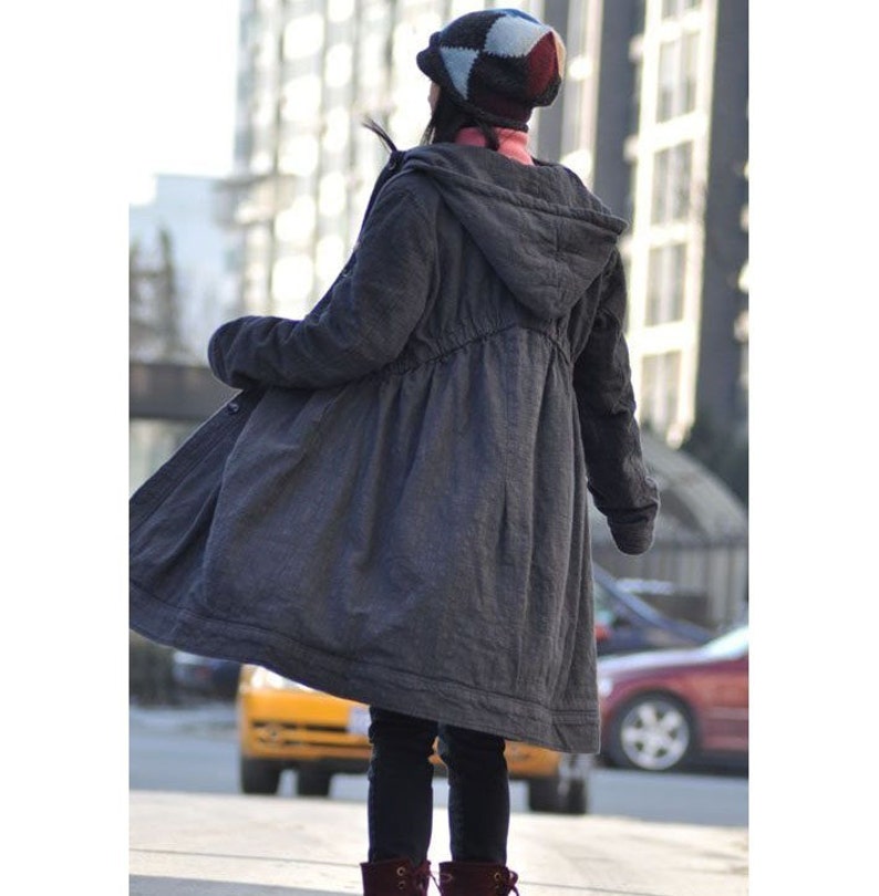 Lovely Babydoll Winter Long Coat/ Hoodie in GREY/ 8 Colors/ Etsy