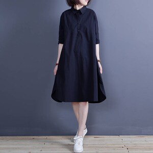 Women's Pleated Linen Shirt Dress/mid Weight/light Grey/ - Etsy