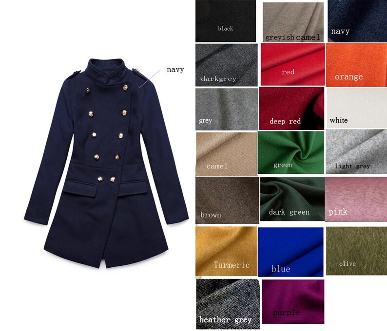 Classic Doublebreasted Winter Coat / Standup Collar Wool Etsy