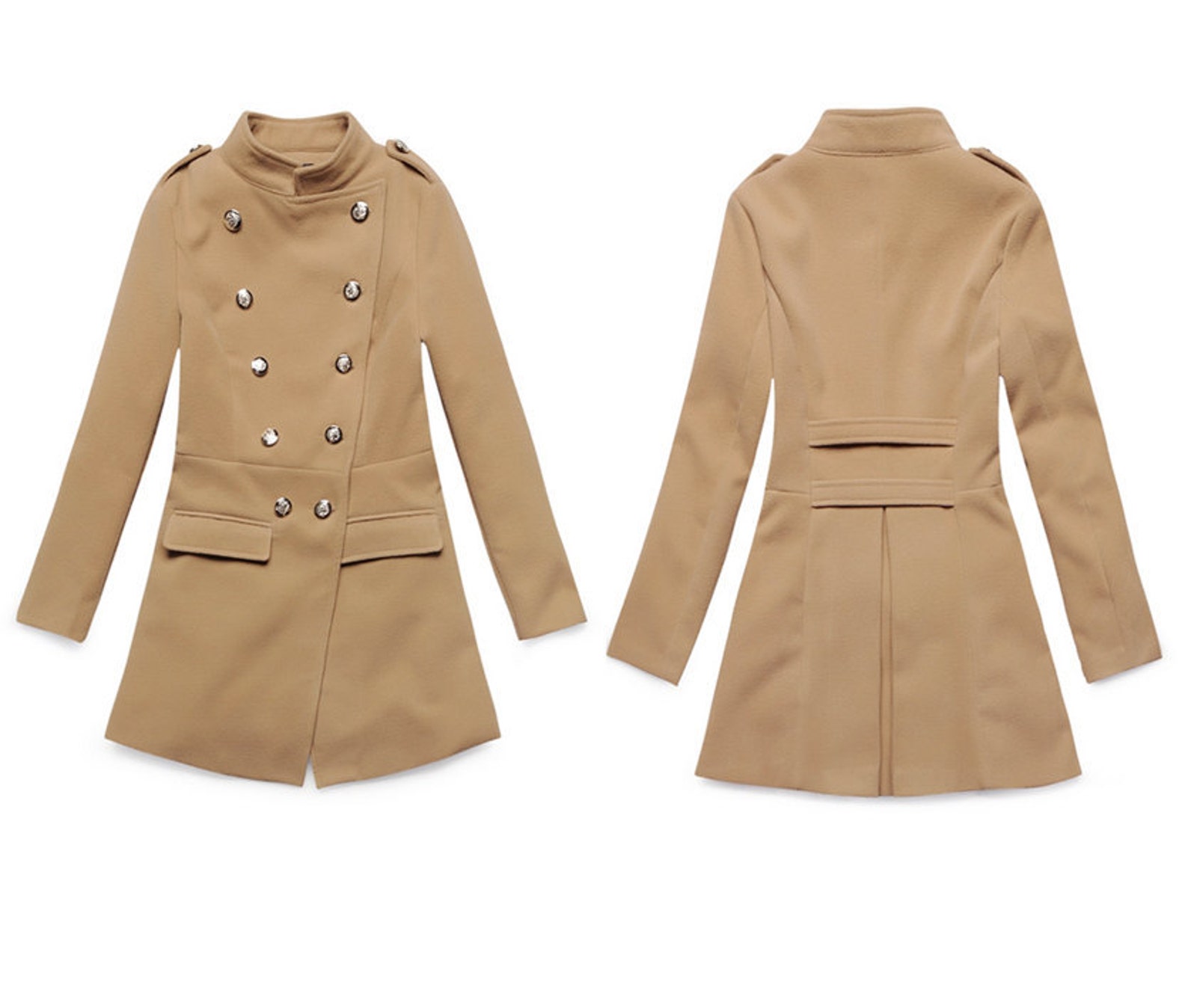 Classic Doublebreasted Winter Coat / Standup Collar Wool Etsy