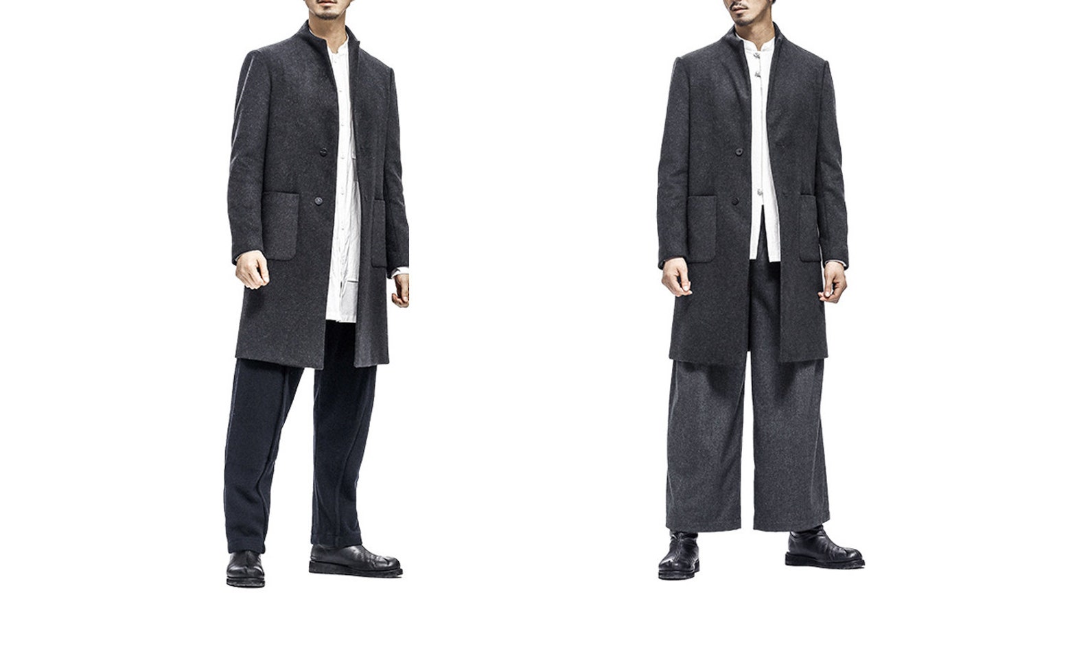 Classic Men's Standup Collar Wool Jacket/ Long Winter Etsy