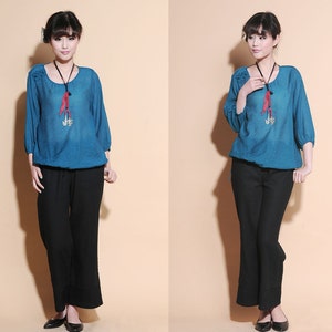 The Answer Accordion-Pleated Ankle Linen Pants / Elastic waist/ 16 Colors/ RAMIES