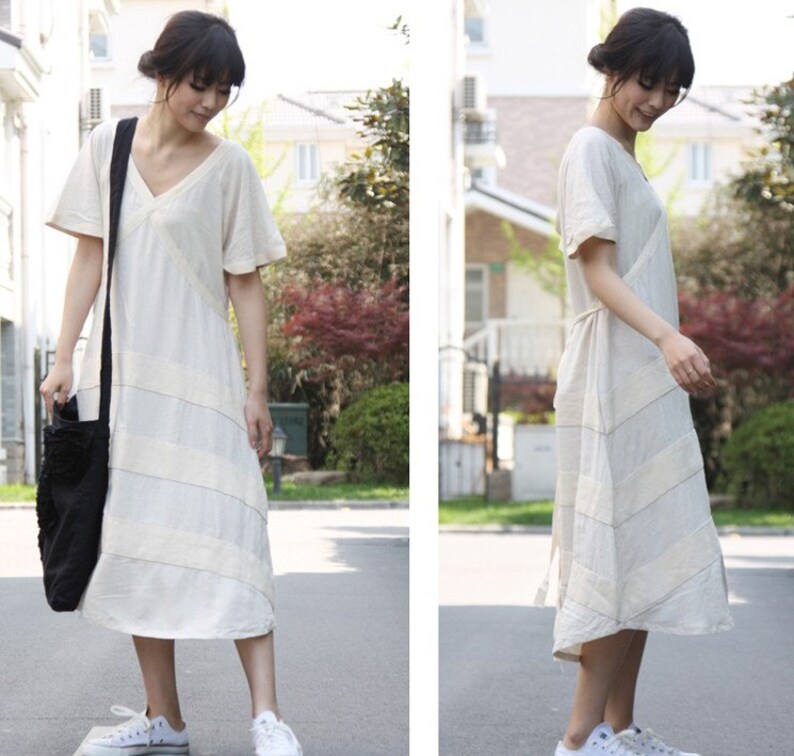 Extra Long Loose and Flowing Dress With Cloth Stripes/ 17 - Etsy
