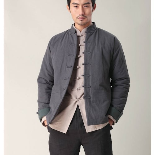 Chinese Style/ Linen Men's Winter Coat With Cotton Padded - Etsy