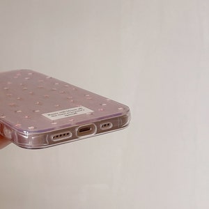 Lovely iPhone 15/14/13/12/MAX case/Flowers/Shiny Lase White/Pink TPU Cover with beads Bow Chain/Beads/Heart/Cute/Gift/ image 5